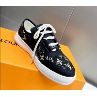 Stylish Louis Vuitton Lous Sneakers in Black Monogram Denim 0228111