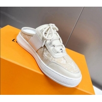 Sumptuous Louis Vuitton Lous Sneakers Open Back in Beige Monogram Denim 0228113