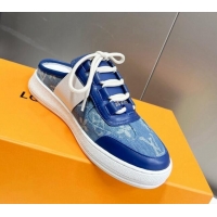 Luxury Louis Vuitton Lous Sneakers Open Back in Blue Monogram Denim 0228114