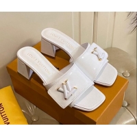 Charming Louis Vuitton Shake Slide Sandals 5.5cm in White Patent Leather with LV Twist 030309