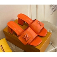 Low Price Louis Vuitton Shake Slide Sandals 5.5cm in Orange Patent Leather with LV Twist 030310