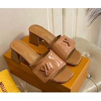 Top Grade Louis Vuitton Shake Slide Sandals 5.5cm in Brown Patent Leather with LV Twist 030312