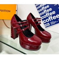 Low Price Louis Vuitton Fame Platform Pump 11.5cm Patent Leather Burgundy 322024