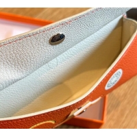 Fashion Hermes Wink Grined Leather Glasses Case HE2354 White/Orange 2022