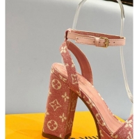 Grade Louis Vuitton Fame Heel Platform Sandal 11.5cm in Pink Monogram Denim 0329080