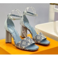 Good Looking Louis Vuitton Silhouette Sandal 8cm in Leather and Monogram Denim Light Blue 329093