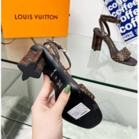 Top Grade Louis Vuitton Silhouette Sandals 8cm in Monogram Canvas with Studs 329100