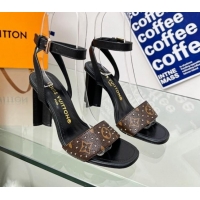 Top Design Louis Vuitton Silhouette Sandals 8cm in Black Leather and Studded Monogram Canvas 0329102