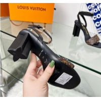 Top Design Louis Vuitton Silhouette Sandals 8cm in Black Leather and Studded Monogram Canvas 0329102