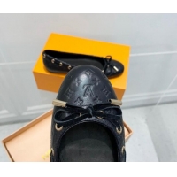 Shop Duplicate Louis Vuitton Monogram Leather Ballerinas with Bow Black 0407121