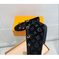 Good Looking Louis Vuitton Monogram Denim Ballerinas with Bow Black 407124 