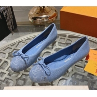 Sumptuous Louis Vuitton Popi Flat Ballerinas in Light Blue Denim 0407128