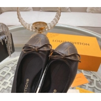 Classic Hot Louis Vuitton Popi Flat Ballerinas in Black Leather and Monogram Canvas 0407129