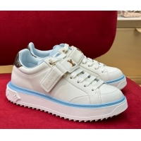 Stylish Louis Vuitton Time Out Sneakers with LV Velcro Strap Light Blue 0407130