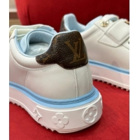 Stylish Louis Vuitton Time Out Sneakers with LV Velcro Strap Light Blue 0407130