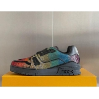 Good Quality Louis Vuitton LV Trainer Sneakers with Allover Crystals Multicolor 0412002