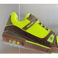 Unique Style Louis Vuitton LV Trainer Sneakers with Allover Crystals Yellow/Brown 0412007