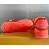 Hot Style Louis Vuitton LV Trainer Sneakers with Allover Crystals Orange 0412010