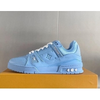 Sumptuous Louis Vuitton LV Trainer Sneakers in Monogram Leather Light Blue 1AAREY 0412012