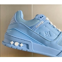 Sumptuous Louis Vuitton LV Trainer Sneakers in Monogram Leather Light Blue 1AAREY 0412012