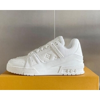 Charming Louis Vuitton LV Trainer Sneakers in Monogram Leather All White 0412014