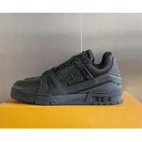 Low Price Louis Vuitton LV Trainer Sneakers in Monogram Leather All Black 0412015