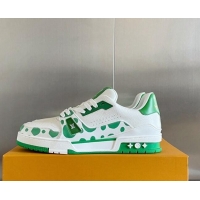 Good Quality Louis Vuitton LV x YK Trainer Sneakers with Infinity Dots Green 412017