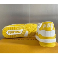 Durable Louis Vuitton LV Trainer Sneakers in Mini Monogram Leather Yellow 0412021