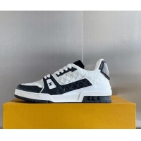 Best Luxury Louis Vuitton LV Trainer Sneakers in Mini Monogram Leather White/Black 0412030