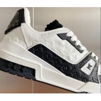 Best Luxury Louis Vuitton LV Trainer Sneakers in Mini Monogram Leather White/Black 0412030