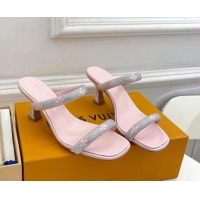 Discount Louis Vuitton Sparkle Crystal Strap Heel Slide Sandals 6.5cm Light Pink 0427064