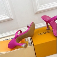 Best Product Louis Vuitton Sparkle Heel Slide Sandals 9.5cm in Satin Dark Pink 427078