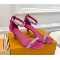 Best Price Louis Vuitton Sparkle Crystal Strap Medium Heel Sandals 6.5cm Dark Pink 0427082