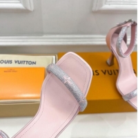 Stylish Louis Vuitton Sparkle Crystal Strap High Heel Sandals 9.5cm Light Pink 0427084