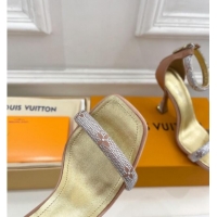 Good Looking Louis Vuitton Sparkle Crystal Strap High Heel Sandals 9.5cm Brown 0427086