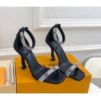 Grade Quality Louis Vuitton Sparkle Crystal Strap High Heel Sandals 9.5cm Black 0427087