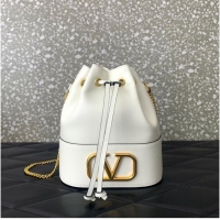 Grade Design VALENTINO VLOGO SIGNATURE Lambskin Mini Bucket Bag FI16 white