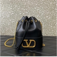 Low Cost VALENTINO VLOGO SIGNATURE Lambskin Mini Bucket Bag FI16 black