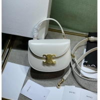 Famous Brand Celine TEEN BESACE TRIOMPHE IN SHINY CALFSKIN 110412 white