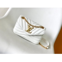 Famous Brand Louis Vuitton Monogram Empreinte New Wave Chain Bag PM M20838 WHITE