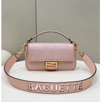 Reasonable Price Fendi Baguette canvas bag with FF embroidery 8BR600 pink