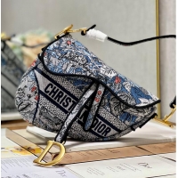 Most Popular DIOR SADDLE BAG Multicolor Embroidery M0446CE blue