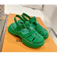 Sophisticated Louis Vuitton LV Archlight Sandals in Vert Green Patent Leather 427124