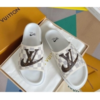 Shop Duplicate Nike x Louis Vuitton Men's Trainer Slide Sandals in Damier Azur Canvas 427128