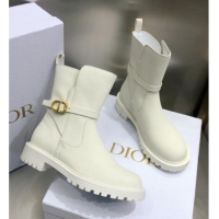 Discount Dior Empreinte Calfskin CD Ankle Boots White 2100991