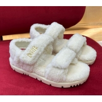 Durable Dior Dioract Shearling Sandals White 110117