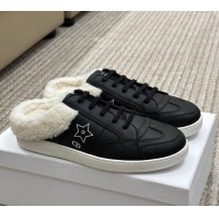 1:1 aaaaa Dior Calfskin and Shearling Star Open Back Sneakers Black 2120191