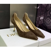 Grade Dior D-Fame Suede Pumps 8cm Dusty Brown 2120205