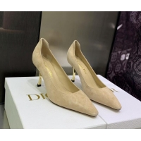 Good Quality Dior D-Fame Suede Pumps 8cm Beige 2120207