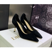 Shop Duplicate Luxury Dior D-Fame Suede Pumps 8cm Black 2120209